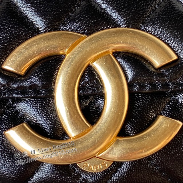 Chanel專櫃新款23p大logo鏈條包 中號AS3207 香奈兒復古油蠟皮腋下包單肩斜挎女包 djc5417